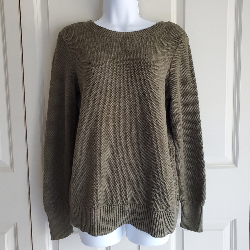 Beacan Cove Olive Green Knit Pullover Sweater Size Medium